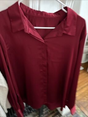 Target Women's Button-Front Blouse in Burgundy